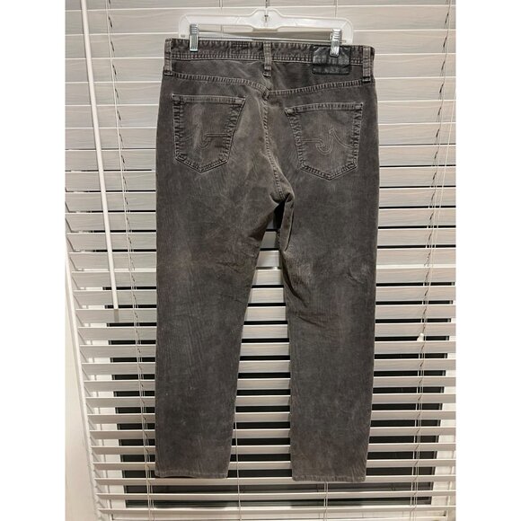 AG Adriano Goldschmied The Everett Slim Straight Gray Corduroy Pants  - Size 32x - Picture 3 of 5